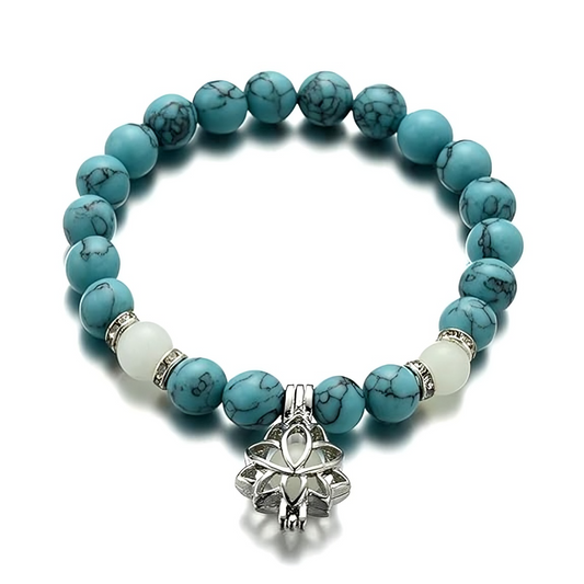 Luminous Glowing in The Dark Moon Lotus Flower Shaped Charm Bracelet