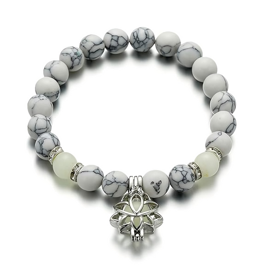 Luminous Glowing in The Dark Moon Lotus Flower Shaped Charm Bracelet